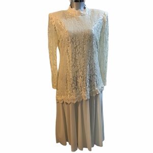 Riccardo Vintage Lace Bridal Dress Gatsby Long Sleeve Formal Wedding Angelcore L